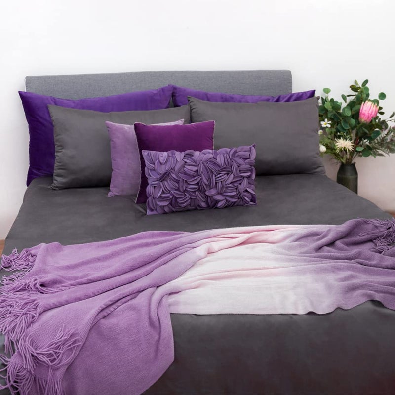 KINGROSE Hand Crafted Stereo Flower Throw Pillow Cover Rectangular Cushion Cover Soft Pillow Case for Sofa Couch Chair Bed Living Room Office 12 x 20 Inches Velvet Purple - Image 4